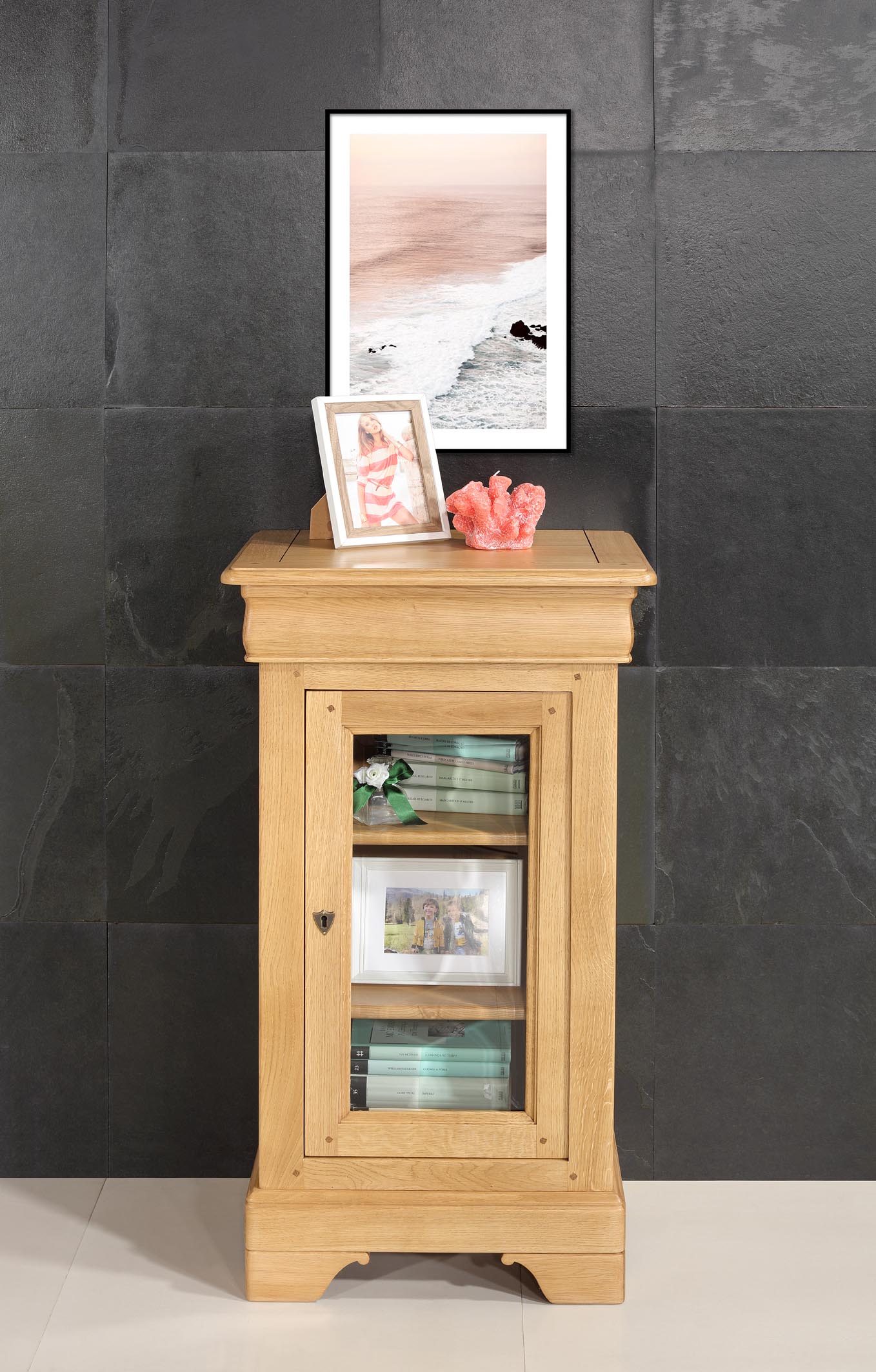 Petite vitrine 1 porte 1 tiroir  en Chêne Massif de style Louis Philippe SEULEMENT 1 DISPONIBLE