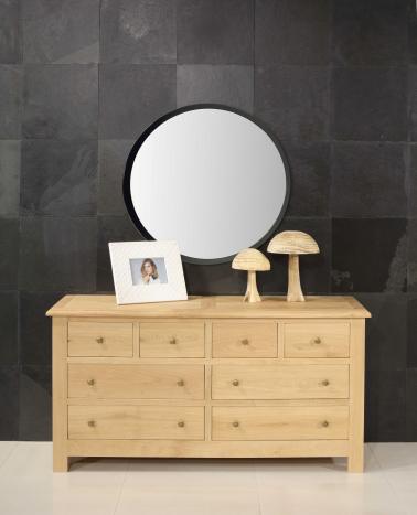 Commode 8 tiroirs Loïc  en Chêne Massif de style Campagnard