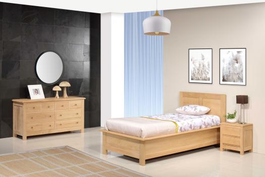 Lit Collection Nature pour literie 90*190  en Chêne massif 