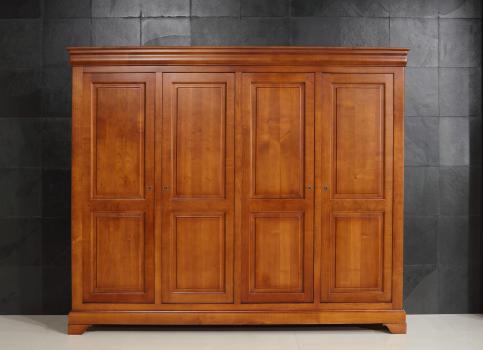 Armoire 4 portes ïs  en Merisier Massif de style Louis Philippe 
