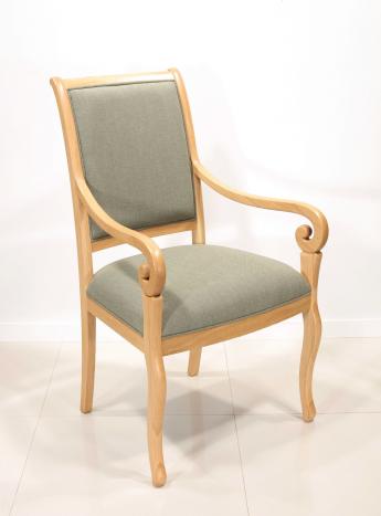 Fauteuil Crosse de style Louis Philippe en chêne massif Tissu d'ameublement Essencia
