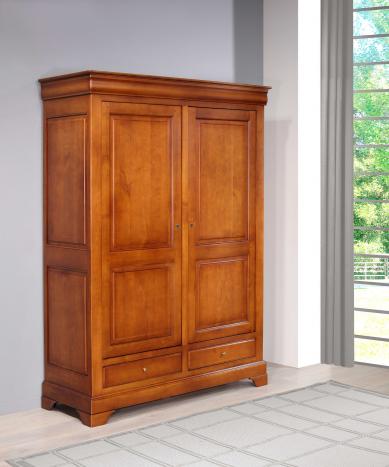 Armoire 2 portes 2 tiroirs Odile  en Merisier Massif de style Louis Philippe SEULEMENT 1 DISPONIBLE