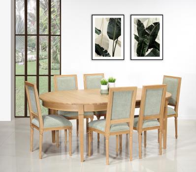 Lot de 6 Chaises Jacob s en Chêne Massif de style Louis XVI Tissu d'ameublement Boston SEULEMENT 1 DISPONIBLE