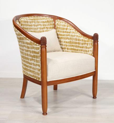 Fauteuil Cabriolet Caroline  en Merisier Massif de style Louis Philippe