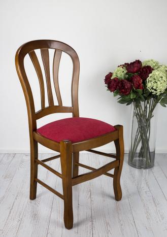 Chaise Camille réalisée en Merisier Massif assise tissu de style Louis Philippe 