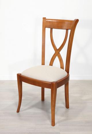 Chaise Lucille  en Frêne Massif de style Louis Philippe  Tissu Apollo