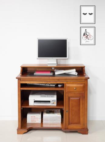 Petit Bureau informatique Elise  en Merisier de style Louis Philippe Surface d'écriture Noir