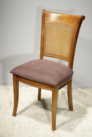 Chaise Ambre réalisée en Merisier de style Louis Philippe Assise Chocolat