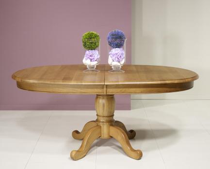 Table ovale 170x100 en Chêne Massif de style Louis Philippe 3 allonges de 40 cm 