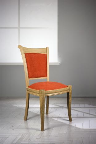 Chaise Benjamin en chêne massif de style Louis Philippe Tissu oRANGE