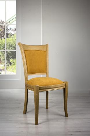 Chaise Benjamin en chêne massif de style Louis Philippe Tissu Moutarde