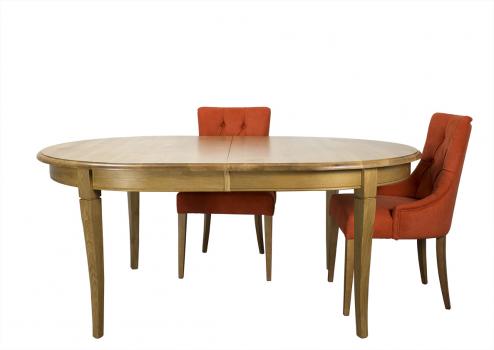 Table ovale Christophe 170*110  en Chêne Massif de style Louis Philippe 2 allonges incorporées de 40 cm