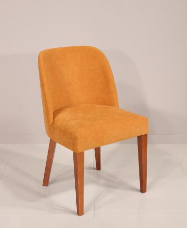 Chaise Edouard assise et dos capitonnés pieds en Merisier massif de ligne Contemporaine Kénia n°15