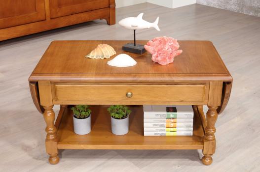 Table basse à volets Jean  en Chêne massif de style Louis Philippe 