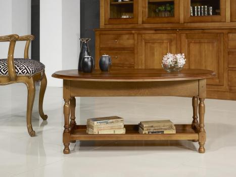 Table Basse Victor réalisée en Chêne Massif de style Louis Philippe Finition Chêne Moyen