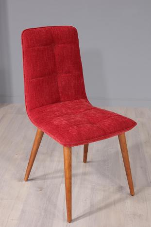 Chaise Lise de style Contemporain, 4 pieds en hêtre massif Tissu bordeaux