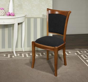 Chaise Pauline en Merisier Massif de style Louis Philippe Moleskine Noire