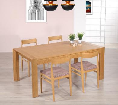 Table de repas rectangulaire  180x100 réalisée en chêne ligne contemporaine double allonge à l'extrémité de la table  seulement 1 disponible