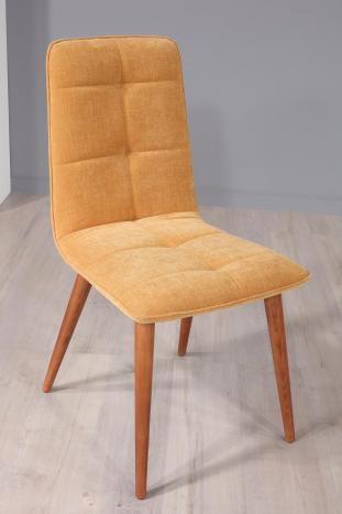 Chaise Lise de style Contemporain 4 pieds en hêtre massif Tissu Moutarde