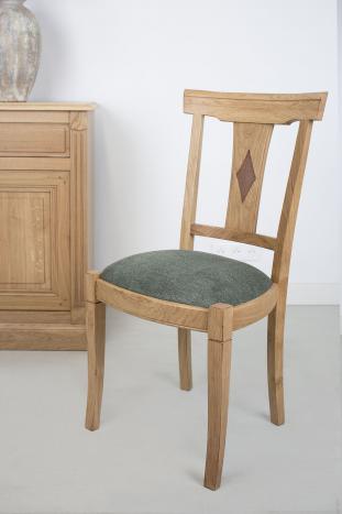 Chaise Arthur  en Chêne Massif de style Louis Philippe Assise encastrée Tissu d'ameublement 