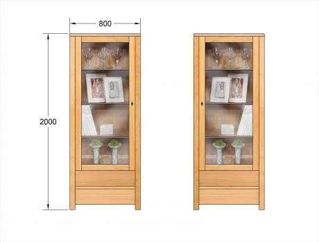Vitrine 2 portes  en Chêne de Ligne contemporaine VOIR CROQUIS