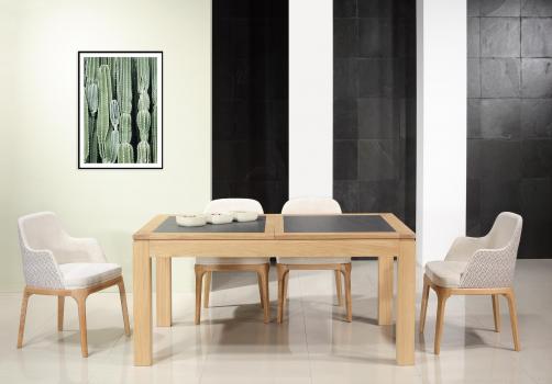 Table de repas rectangulaire 160X100 Mathéo  en Chêne Ligne Contemporaine Plateau avec céramique