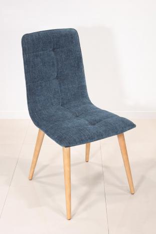 Chaise Lise de style Contemporain, 4 pieds en Frêne massif Tissu Elastron Boston Océan